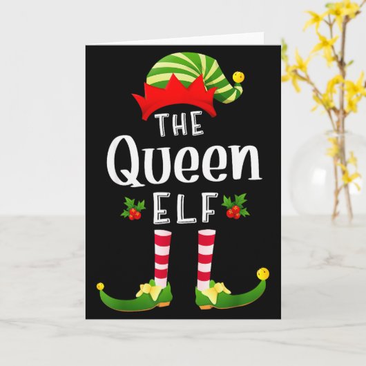 Queen Christmas Elf Matching Pajama X-mas Party  Kaart (Gele Bloem)