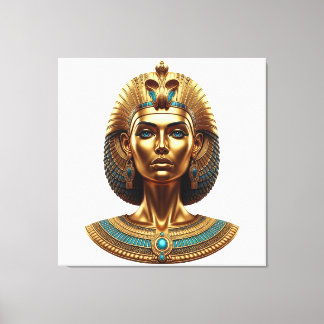 Queen Cleopatra – Golden Pharaonic Canva Canvas Afdruk