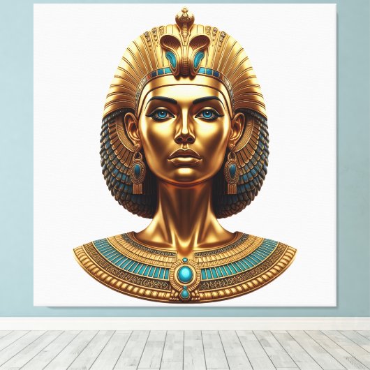 Queen Cleopatra – Golden Pharaonic Canva Canvas Afdruk (Insitu (Houten vloer))