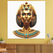 Queen Cleopatra – Golden Pharaonic Canva Canvas Afdruk (Insitu (Woonkamer))