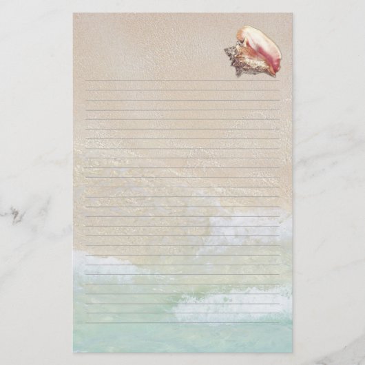 Queen Conch Shell Beach Sand Lined Writing Paper Briefpapier (Voorkant)