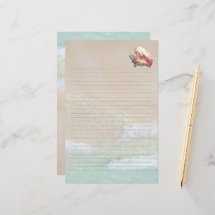Queen Conch Shell Beach Sand Lined Writing Paper Briefpapier