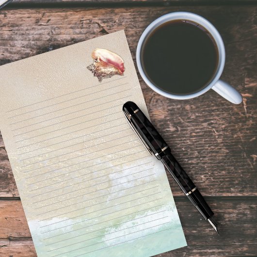 Queen Conch Shell Beach Sand Lined Writing Paper Briefpapier