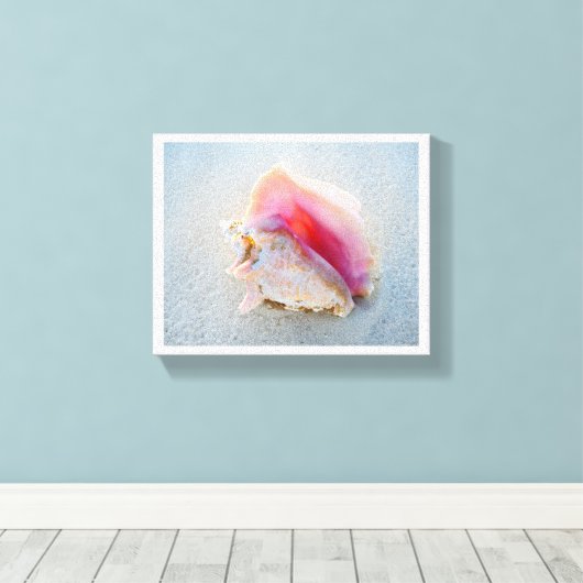 Queen Conch Shell op Bahamas Beach Canvas Afdruk (Insitu (Houten vloer))