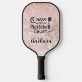 Queen Court Glam Glit Roos Gold Name Pickleball Paddle (Voorkant)