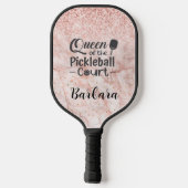 Queen Court Glam Glit Roos Gold Name Pickleball Paddle (Achterkant)