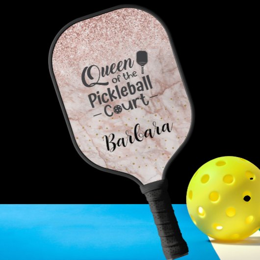 Queen Court Glam Glit Roos Gold Name Pickleball Paddle