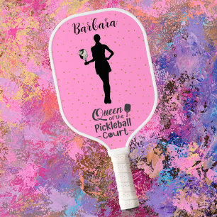 Queen Court Sparkle roze Naam Pickleball Paddle