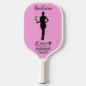 Queen Court Sparkle roze Naam Pickleball Paddle (Achterkant)