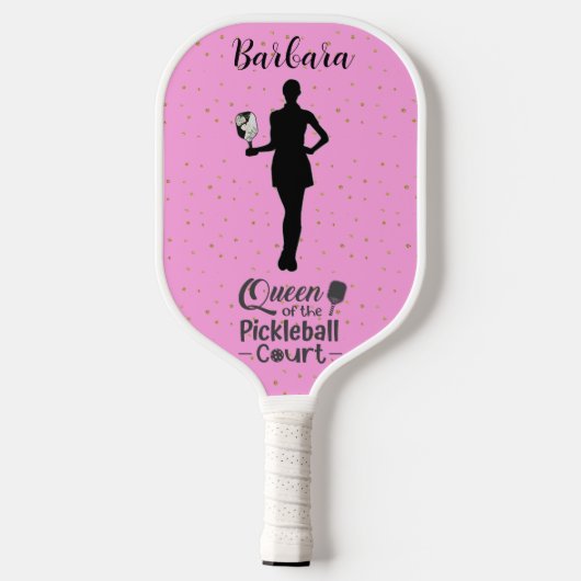 Queen Court Sparkle roze Naam Pickleball Paddle (Achterkant)