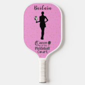 Queen Court Sparkle roze Naam Pickleball Paddle (Voorkant)