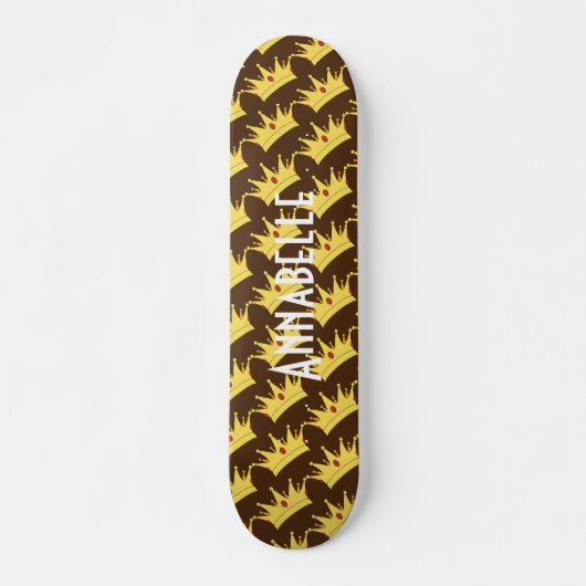 Queen Crown Gold Black Skateboard (Voorkant)