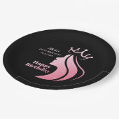 Queen Crown Roze Glitter Zwart Gelukkige Verjaarda Papieren Bordje (Gekanteld)