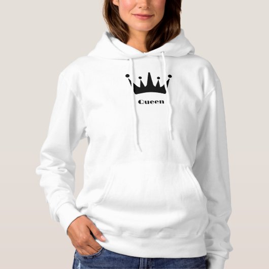 Queen Custom Tekst Crown Wit Hoodies Sweatshirts (Voorkant)