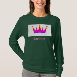 Queen Custom Tekst Kroon Afbeelding Diep Bos Lange T-shirt