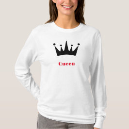 Queen Custom Tekst Kroon Afbeelding Wit Lange Mouw T-shirt