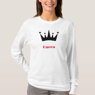 Queen Custom Tekst Kroon Afbeelding Wit Lange Mouw T-shirt