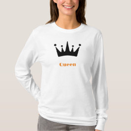 Queen Custom Tekst Kroon Afbeelding Wit Lange Mouw T-shirt