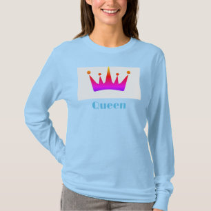 Queen Custom Text Crown Afbeelding Lichtblauw Lang T-shirt