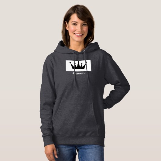 Queen Custom Text Crown Hoodie DarkGrey Sweatshirt (Voorkant volledig)