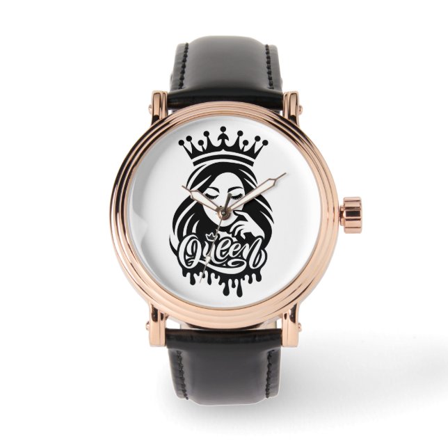 Queen Design – Elegant Royal Crown Horloge (Voorkant)