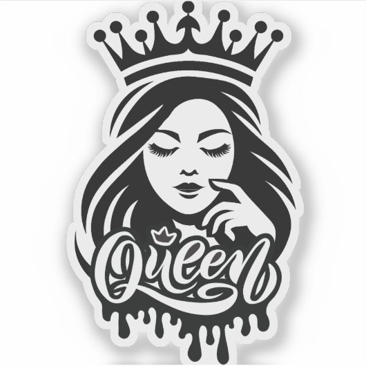 Queen Design – Elegant Royal Crown Sticker (Voorkant)