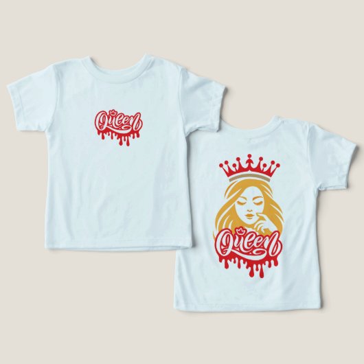 Queen Design – Elegant Royal Crown Typography for  (Ontwerp Voorkant & Achterkant)