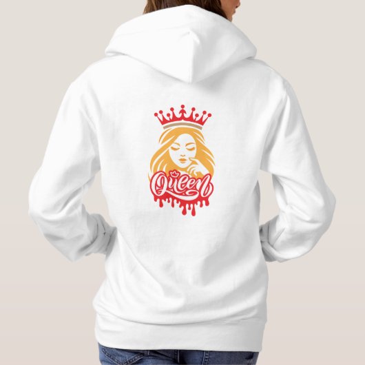 Queen Design – Elegant Royal Crown Typography for  Hoodie (Achterkant)