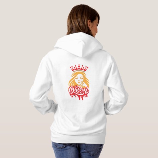 Queen Design – Elegant Royal Crown Typography for  Hoodie (Achterkant volledig)