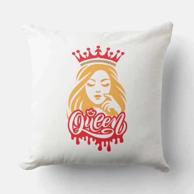 Queen Design – Elegant Royal Crown Typography for  Kussen (Voorkant)