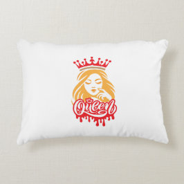 Queen Design – Elegante Koninklijke Kroon Typograf Accent Kussen
