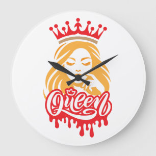 Queen Design – Elegante Koninklijke Kroon Typograf Grote Klok