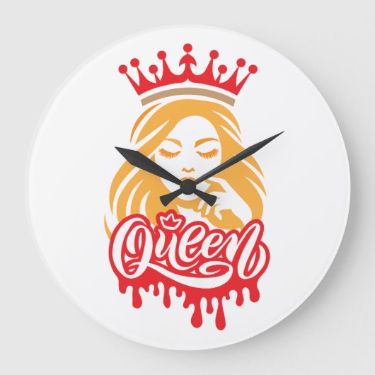 Queen Design – Elegante Koninklijke Kroon Typograf Grote Klok (Voorkant)