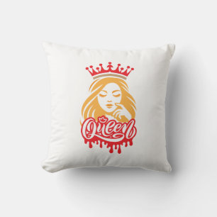 Queen Design – Elegante Koninklijke Kroon Typograf Kussen