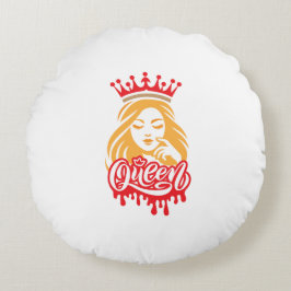 Queen Design – Elegante Koninklijke Kroon Typograf Rond Kussen