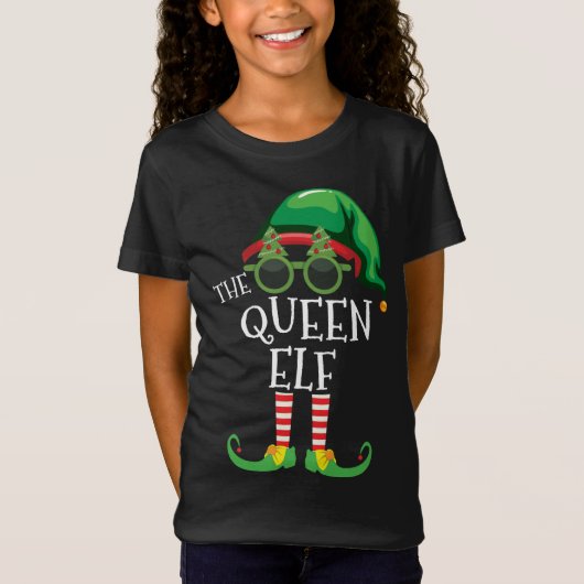 Queen Elf Matching Kerstfeest PJS Familie Uitje T-shirt (Voorkant)