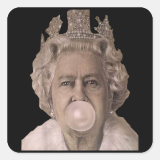 Queen Elithabeth England Uk bubblegum Vierkante Sticker