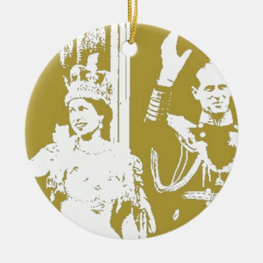 Queen Elizabeth Golden Jubilee Retro Keramisch Ornament (Voorkant)