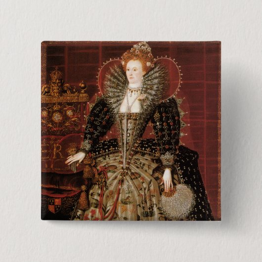 Queen Elizabeth I of England Vierkante Button 5,1 Cm (Voorkant)