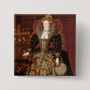 Queen Elizabeth I of England Vierkante Button 5,1 Cm