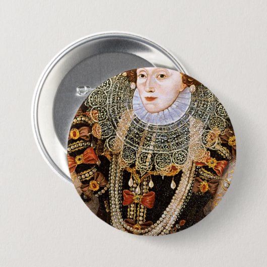 Queen Elizabeth I Ronde Button 7,6 Cm (Voorkant /achterkant)
