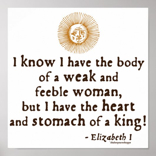 Queen Elizabeth I Tilbury Quote Poster (Voorkant)