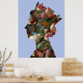 Queen Elizabeth II Silhouette Flowers Large Poster (Keuken)