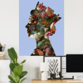 Queen Elizabeth II Silhouette Flowers Large Poster (Thuiskantoor)