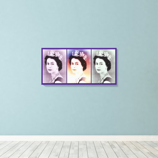 Queen Elizabeth II Trio Canvas Afdruk (Insitu (Houten vloer))