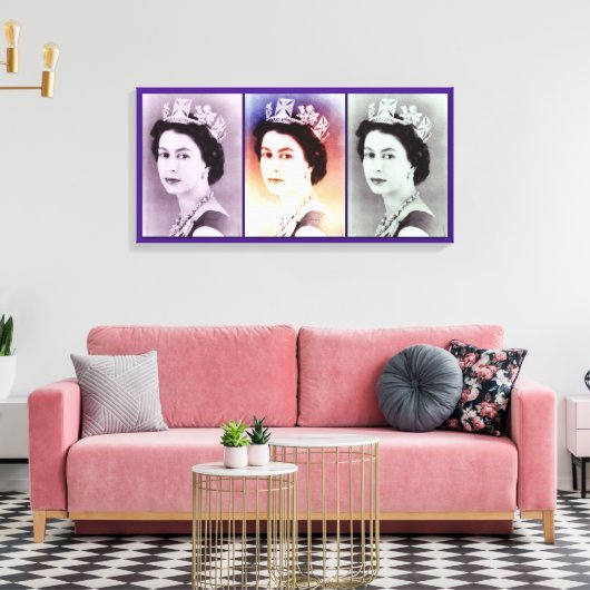 Queen Elizabeth II Trio Canvas Afdruk (Insitu (Woonkamer))