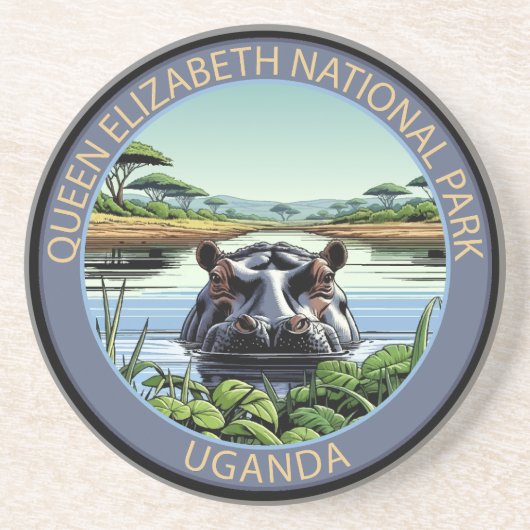 Queen Elizabeth National Park Uganda Zandsteen Onderzetter (Voorkant)