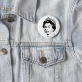 QUEEN ELIZABETH PIN BACK BADGE RONDE BUTTON 5,7 CM (In situ)