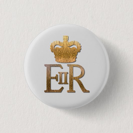 Queen Elizabeth Royal Crown Ronde Button 3,2 Cm (Voorkant)