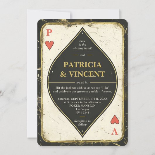 Queen en King Poker Kaart huwelijksuitnodiging (Voorkant)
